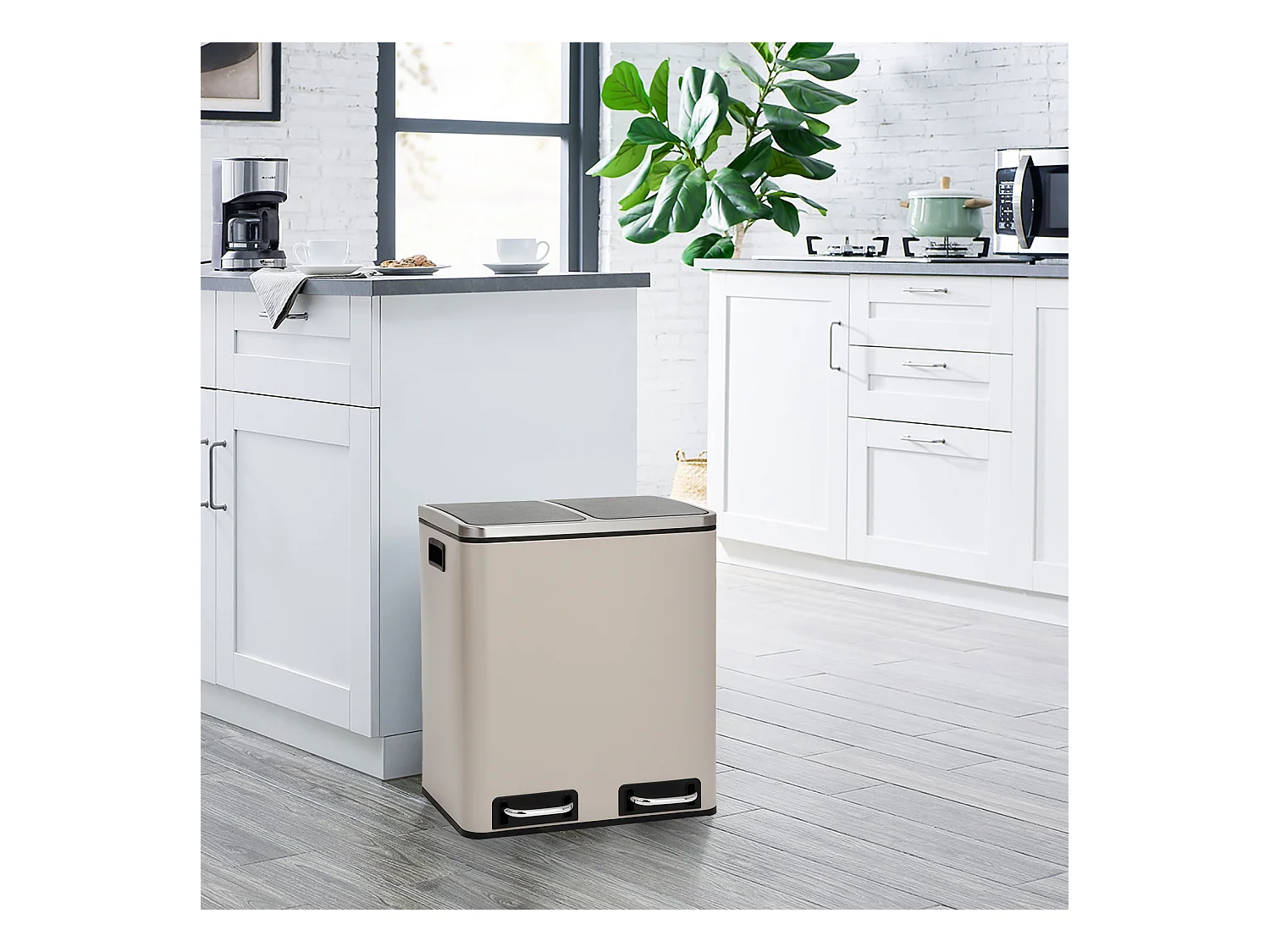 SVITA TM2X15 Poubelle 30 compartiments avec système de tri des déchets taupe