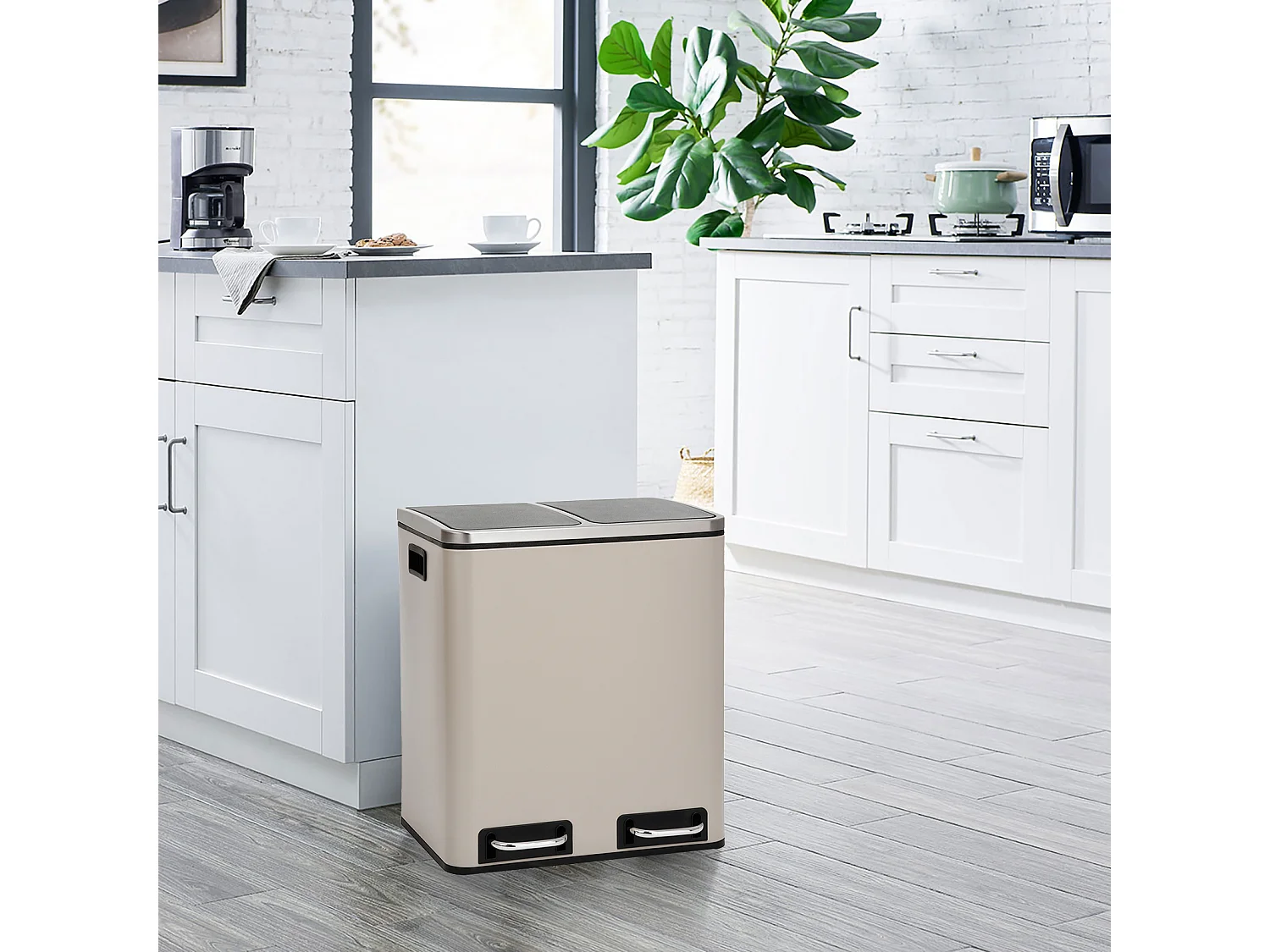 SVITA TM2X15 Poubelle 30 compartiments avec système de tri des déchets taupe