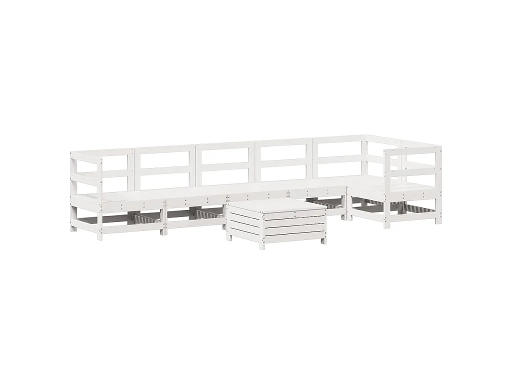 7-delige Loungeset massief grenenhout wit