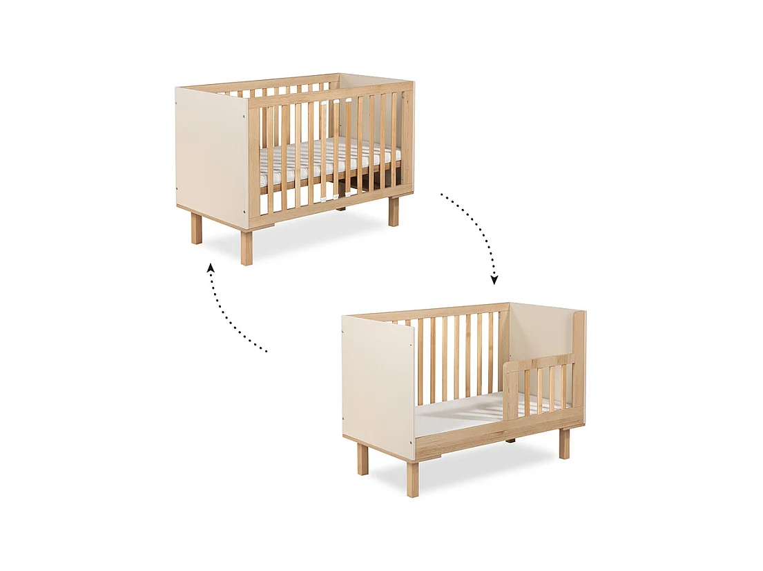 Lit évolutif 60x120 sommier inclus Littlesky by Klups Laura Champagne et Bois