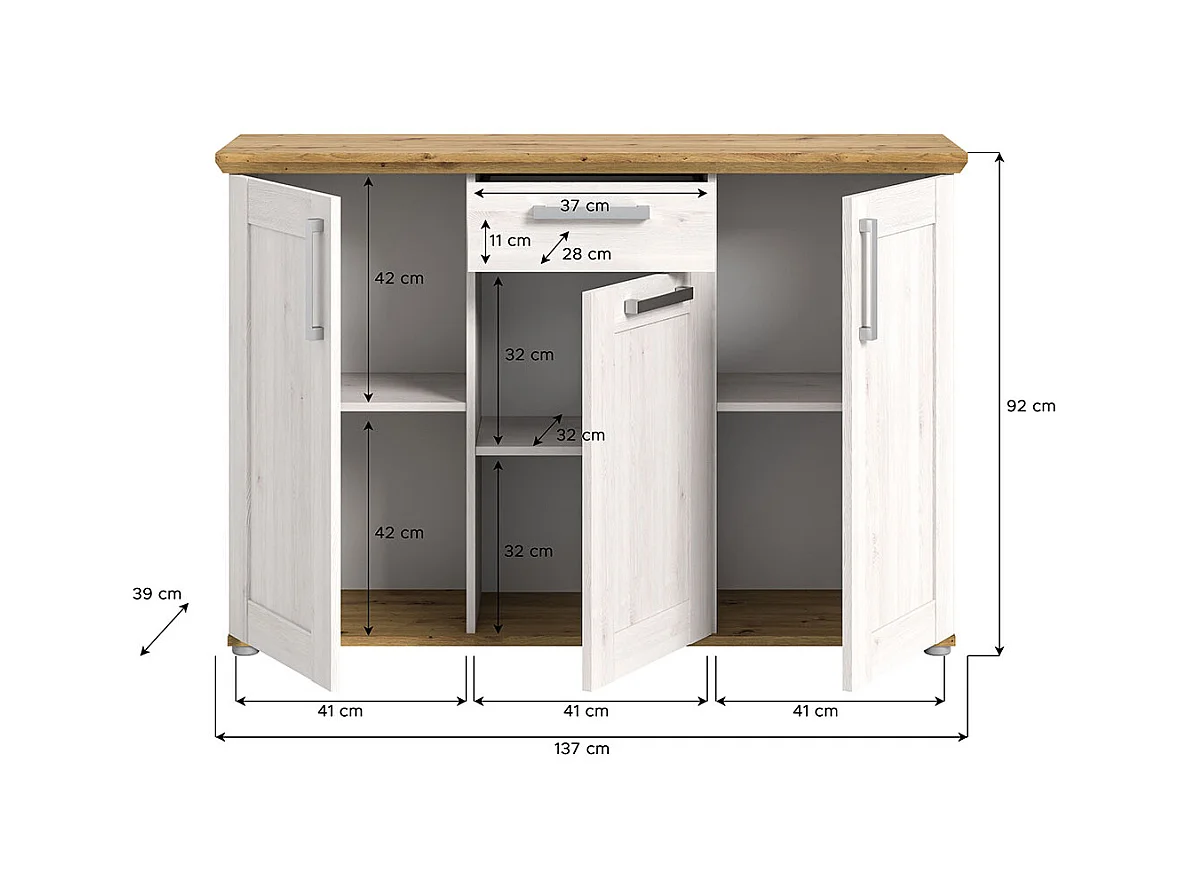Verona Sideboard 1 Schublade 3 Türen Lärche Dekor.