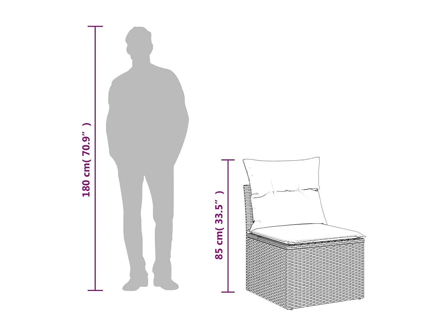 Set Divani da Giardino 7pz con Cuscini Grigio Chiaro Polyrattan