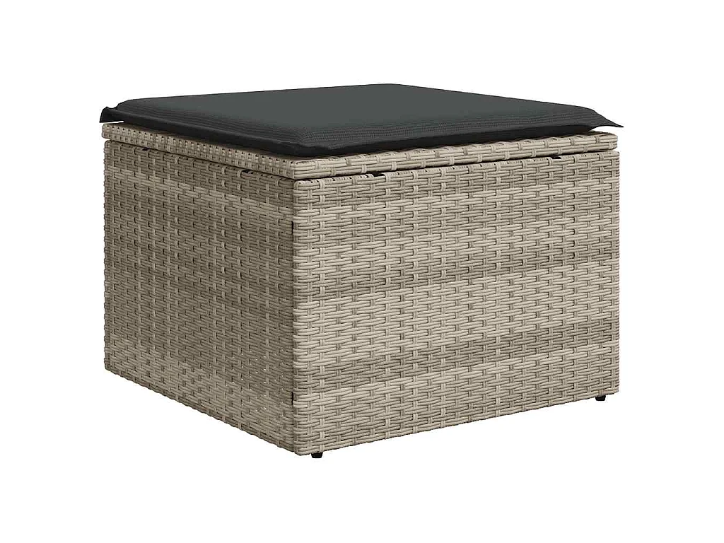 Salon de jardin avec coussins 7 pcs gris clair résine tressée