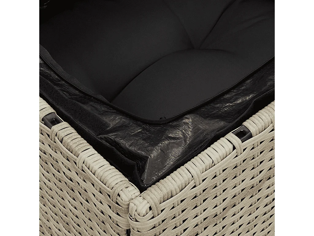 7-delige Loungeset met kussens poly rattan lichtgrijs