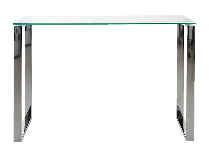 Kate Konsolentisch mit klaren Glas und Chrom Gestell.