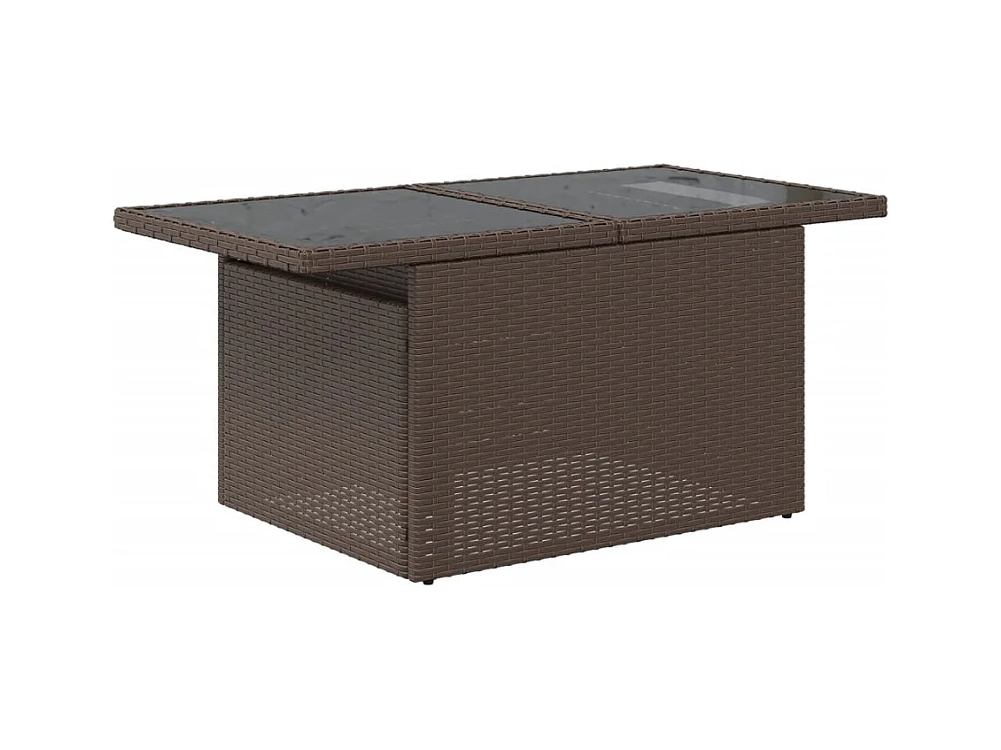 Salon de jardin avec coussins 9 pcs marron résine tressée