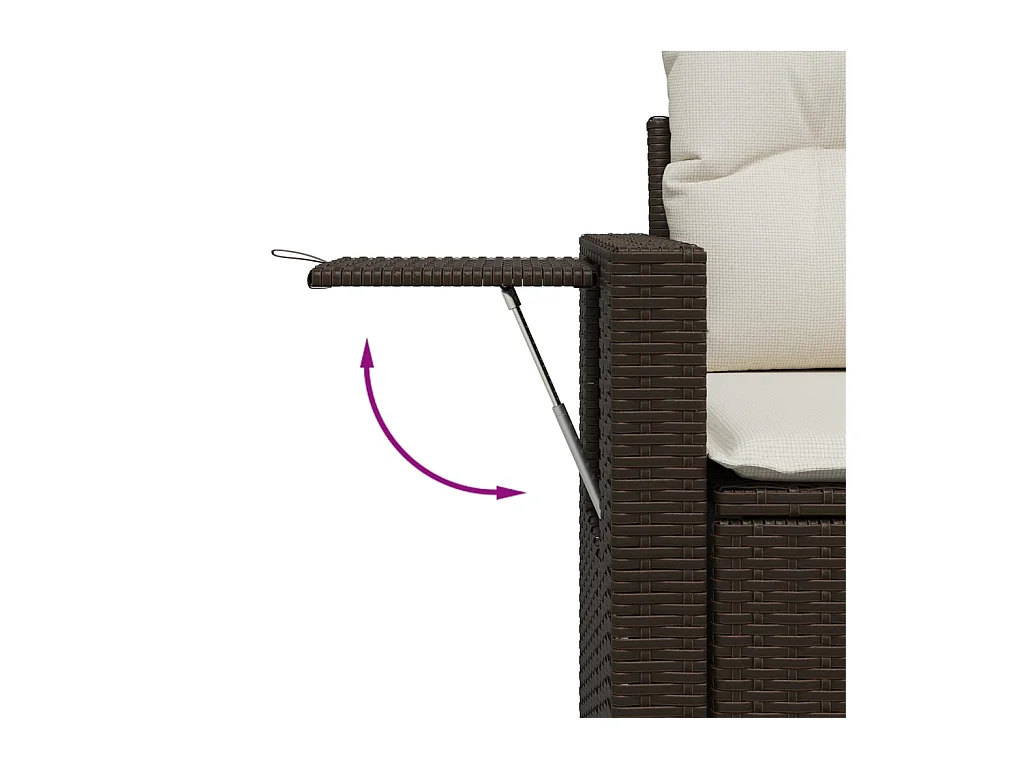 Salon de jardin avec coussins 9 pcs marron résine tressée