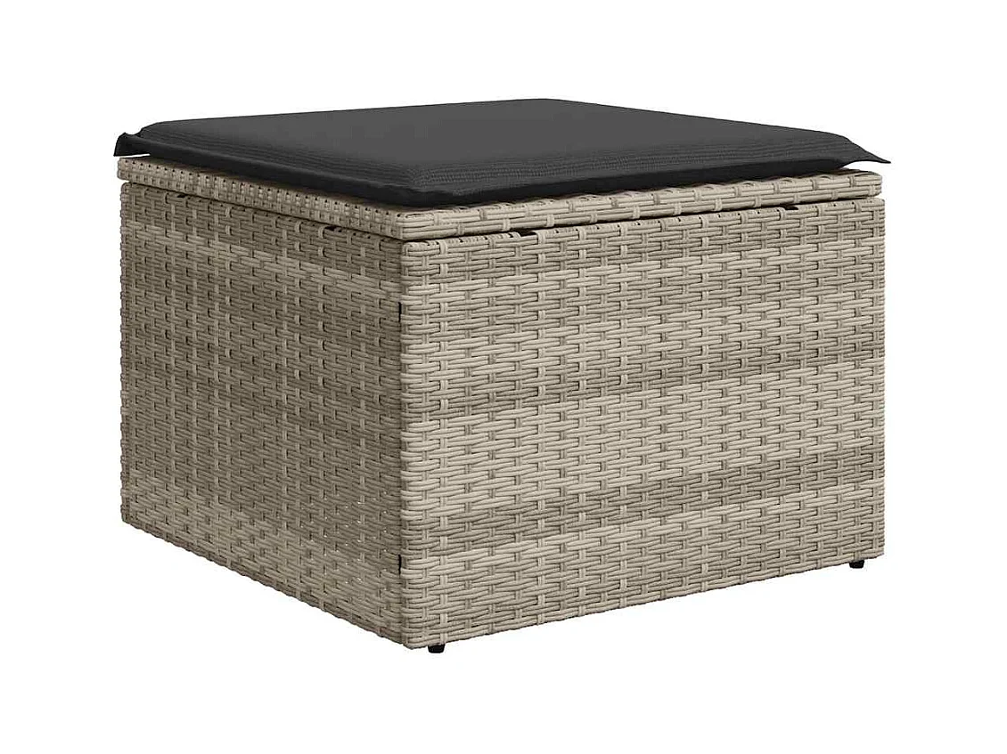 9-tlg. Garten-Sofagarnitur mit Kissen Hellgrau Poly Rattan