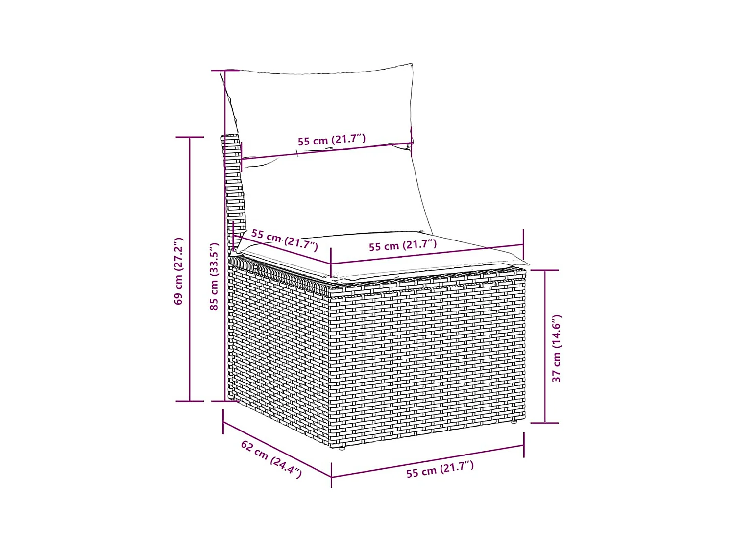 3-tlg. Garten-Sofagarnitur mit Kissen Hellgrau Poly Rattan