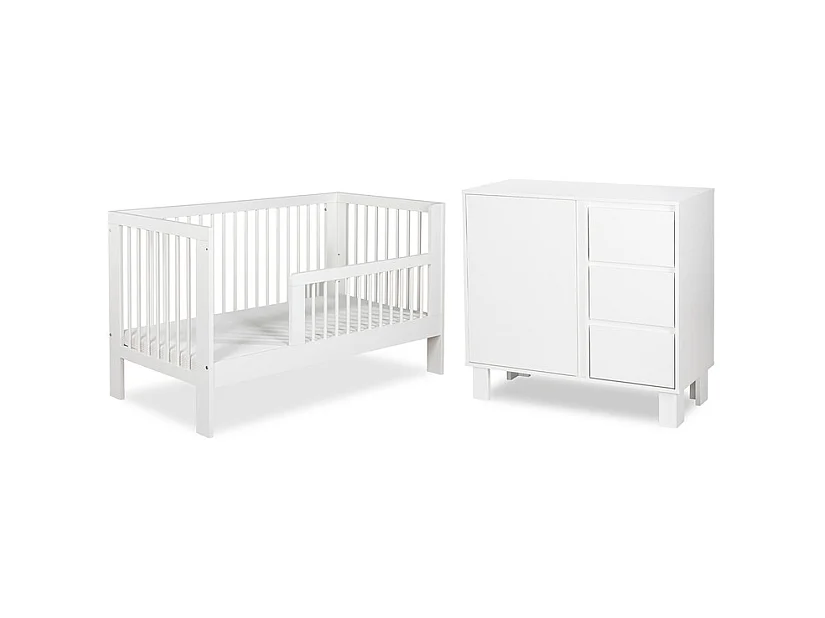 Lit évolutif 70x140 et commode 3 tiroirs Littlesky by Klups Olivia Blanc