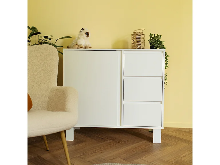 Lit évolutif 70x140 et commode 3 tiroirs Littlesky by Klups Olivia Blanc