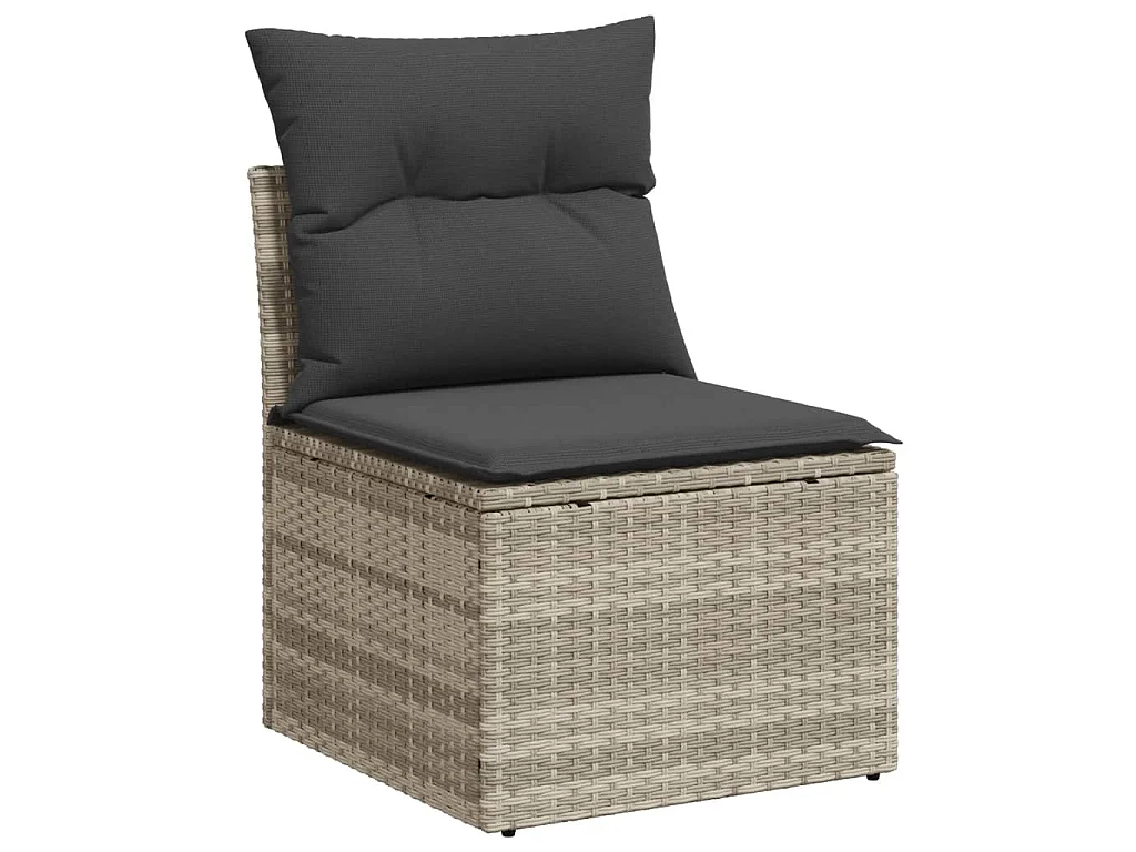 Salon de jardin avec coussins 10 pcs gris clair résine tressée