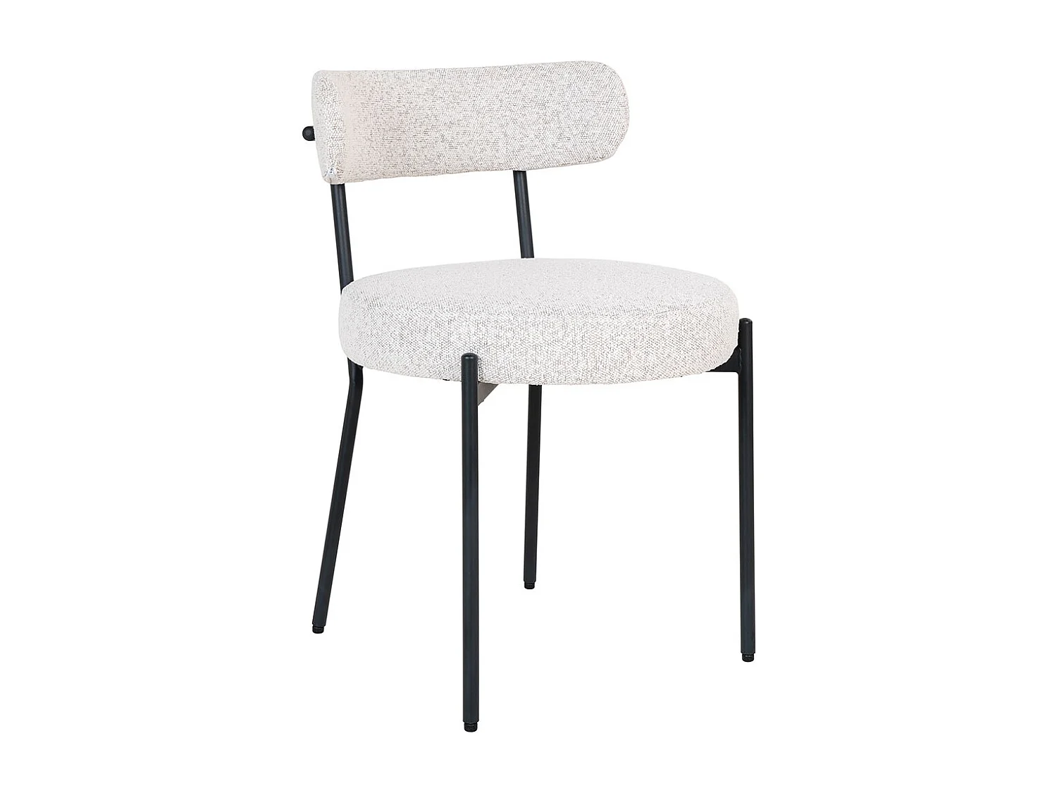 Tokyo ensemble pour salle à manger table à manger avec 2 rallonges Ø120x120-160-200 cm noire et 6 chaises bouclé blanc.