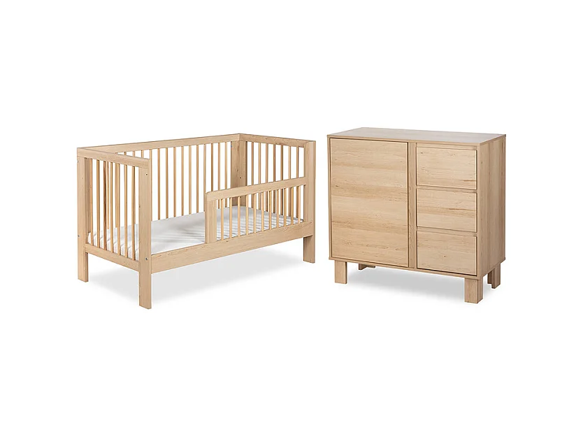 Lit évolutif 70x140 et commode 3 tiroirs Littlesky by Klups Olivia Bois