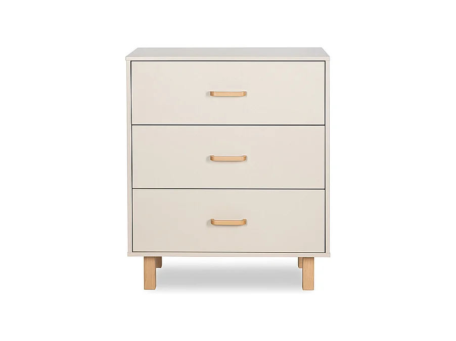 Lit évolutif 60x120 et commode 3 tiroirs Littlesky by Klups Laura Champagne et Bois