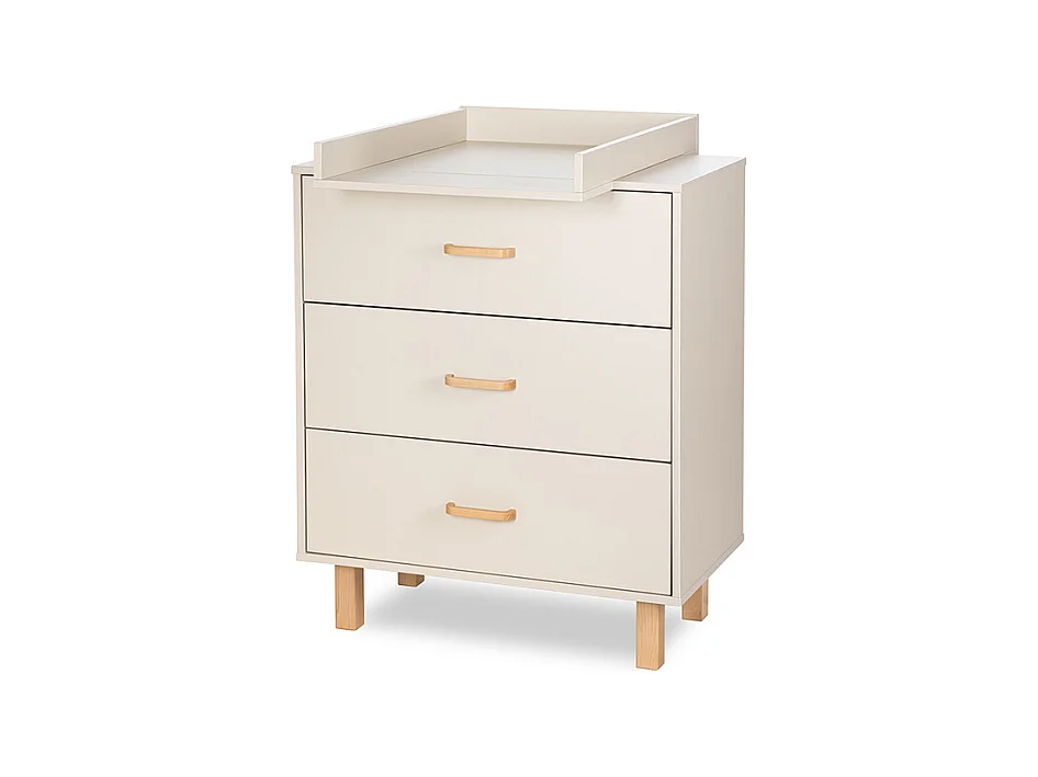 Chambre complète lit évolutif 60x120 commode à langer et armoire 3 portes Littlesky by Klups Laura Champagne et Bois