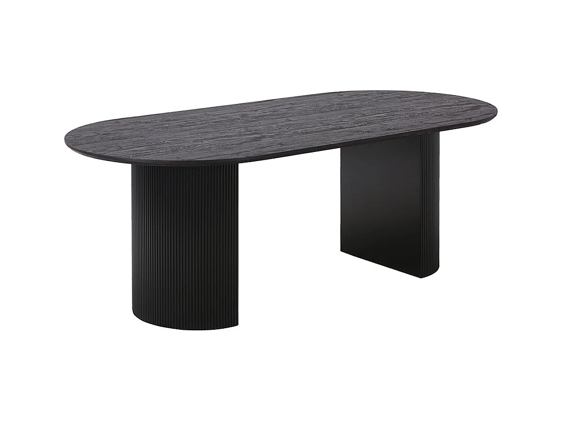 Kyoto ensemble pour salle à manger table à manger 100x210 cm brun foncé et 6 chaises bouclé blanc.