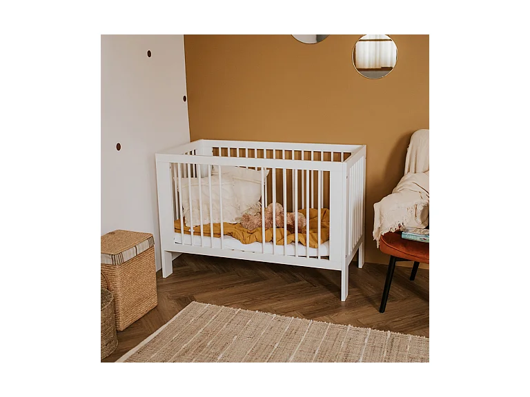 Lit bébé 60x120 et commode 3 tiroirs Littlesky by Klups Olivia Blanc