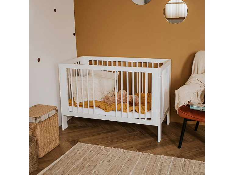 Lit bébé 60x120 et commode 3 tiroirs Littlesky by Klups Olivia Blanc