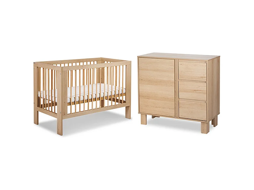 Lit bébé 60x120 et commode 3 tiroirs Littlesky by Klups Olivia Bois