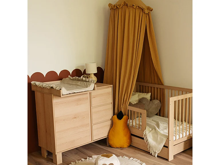 Lit bébé 60x120 et commode 3 tiroirs Littlesky by Klups Olivia Bois