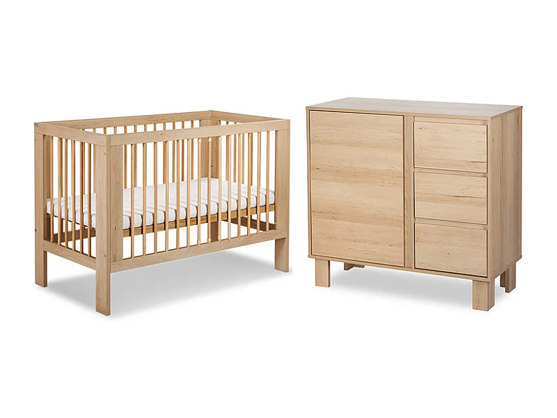 Lit bébé 60x120 et commode 3 tiroirs Littlesky by Klups Olivia Bois