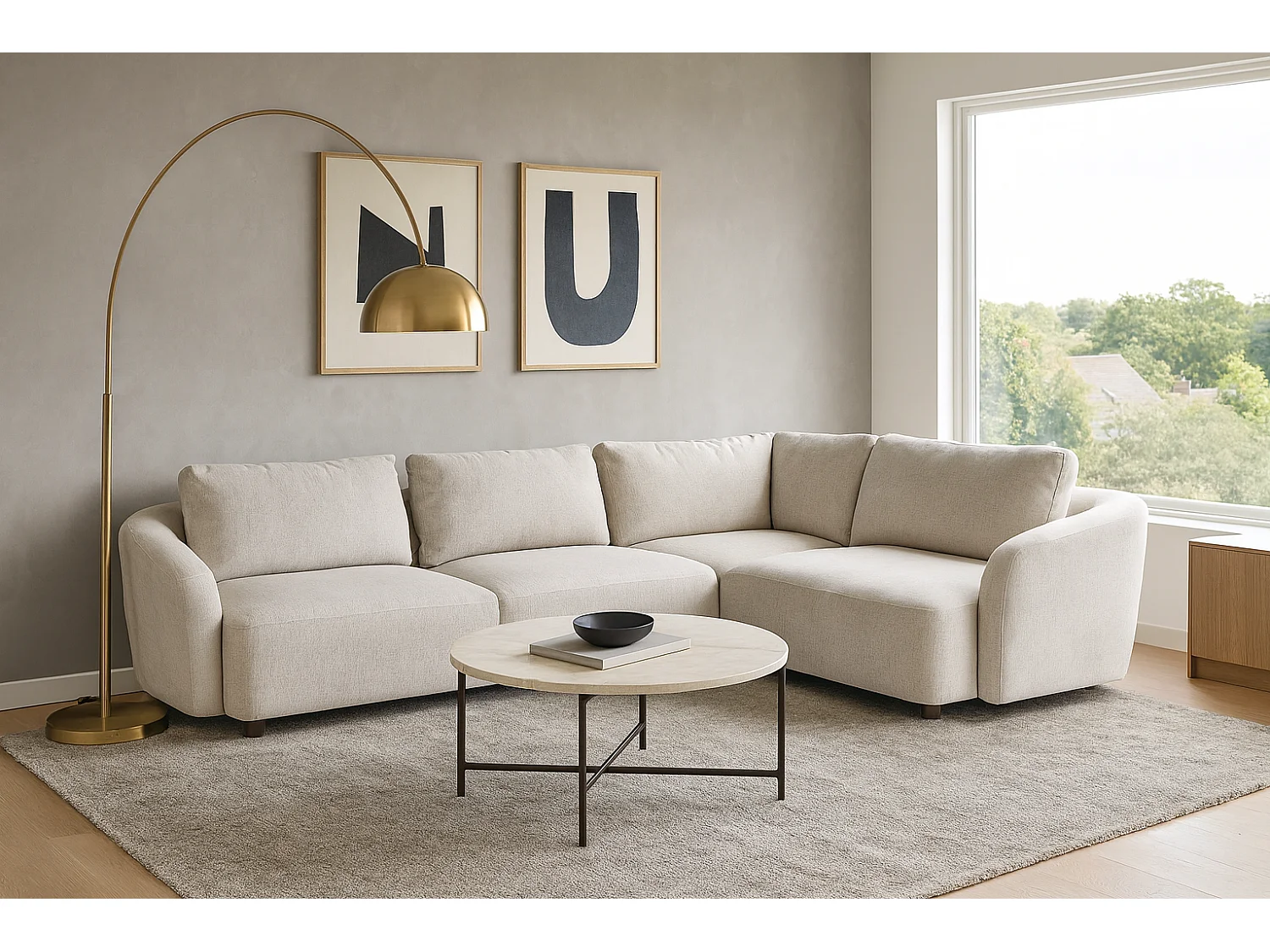 Bergen canapé d'angle réversible beige.