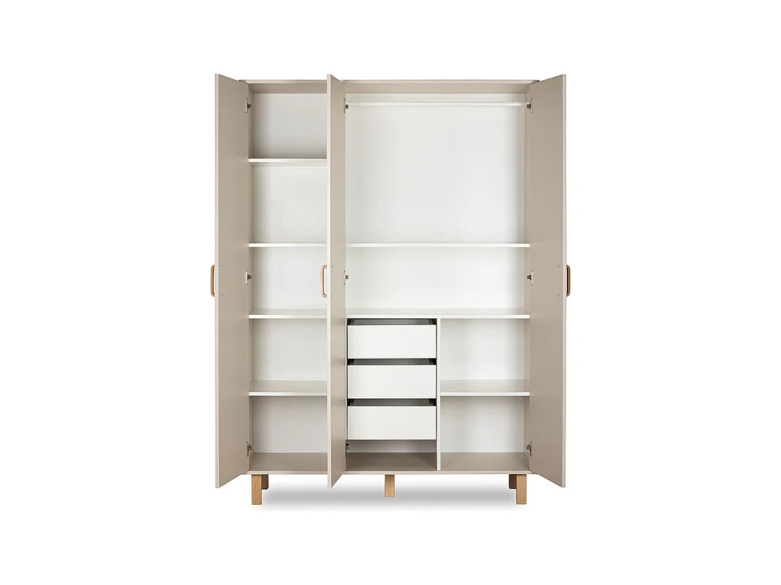 Lit évolutif 60x120 et armoire 3 portes Littlesky by Klups Laura Champagne et Bois