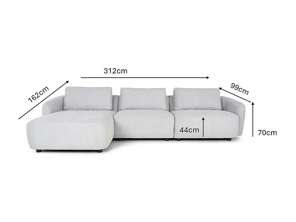 Bergen canapé 2 places gauche gris clair.