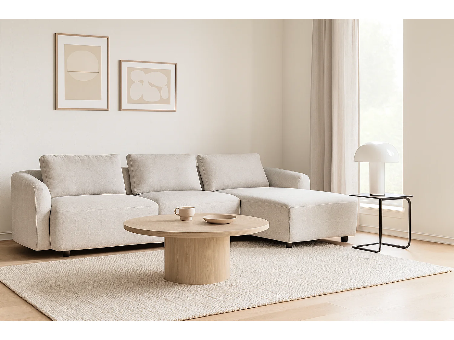 Bergen canapé 2 places droit beige.