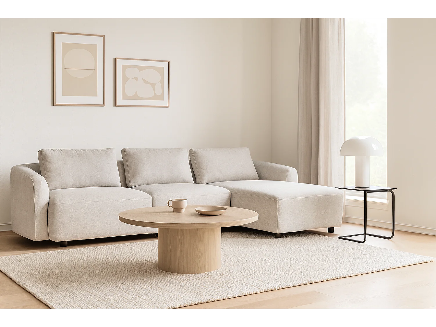 Bergen canapé 2 places droit beige.