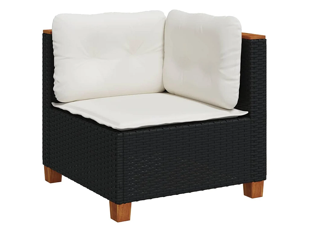 11-tlg. Garten-Sofagarnitur mit Kissen Schwarz Poly Rattan