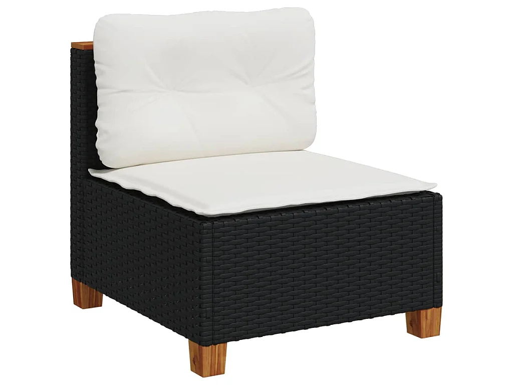 11-tlg. Garten-Sofagarnitur mit Kissen Schwarz Poly Rattan