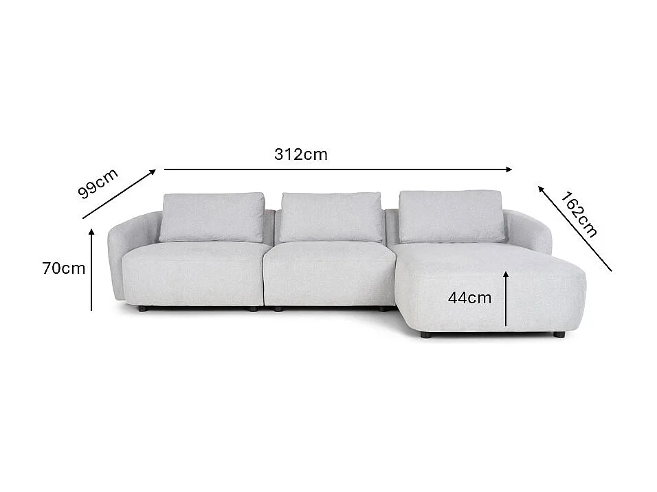 Bergen canapé 2 places droit gris clair.