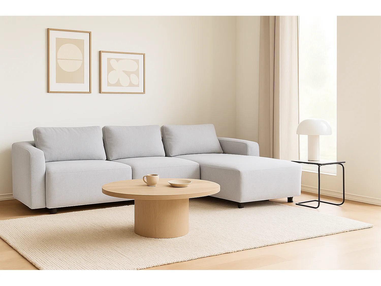 Bergen canapé 2 places droit gris clair.