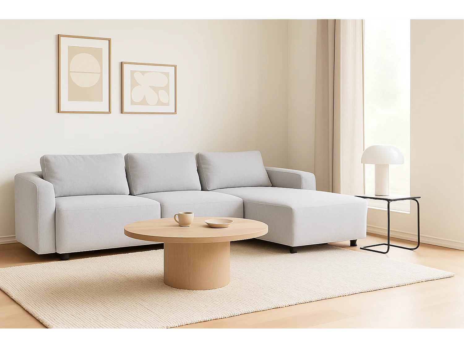 Bergen canapé 2 places droit gris clair.