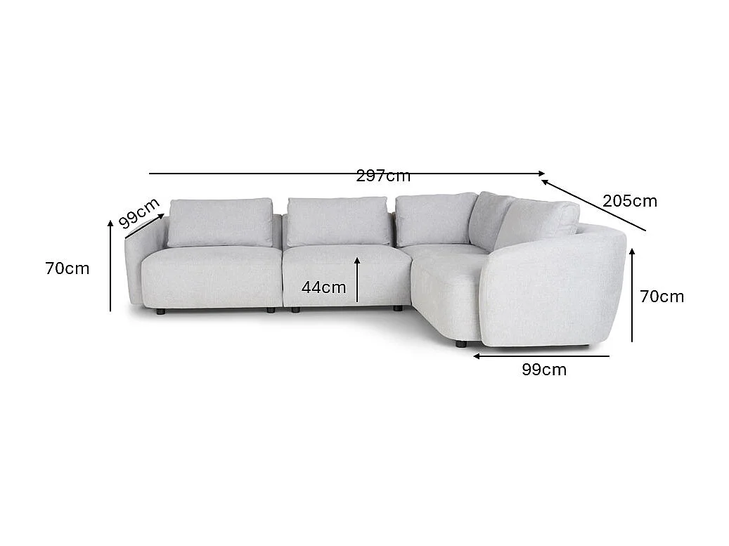 Bergen canapé d'angle réversible gris clair.