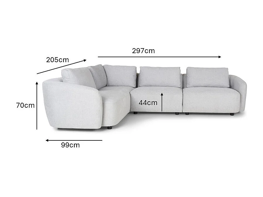 Bergen hoekbank omkeerbaar lichtgrijs.