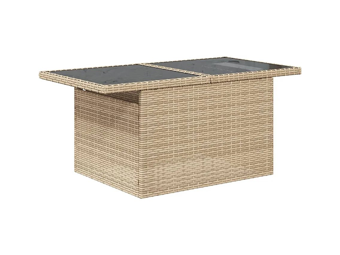 10-tlg. Garten-Sofagarnitur mit Kissen Beige Poly Rattan