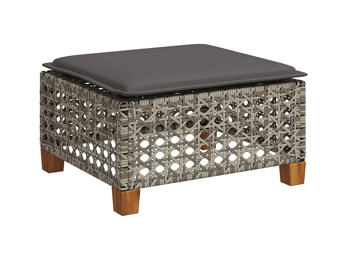 Salon de jardin 6 pcs avec coussins gris résine tressée