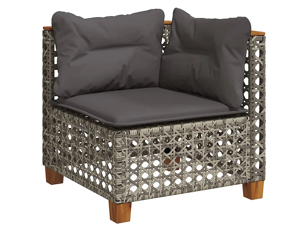 Salon de jardin 6 pcs avec coussins gris résine tressée