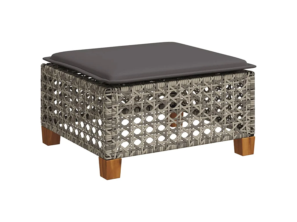 Salon de jardin 6 pcs avec coussins gris résine tressée