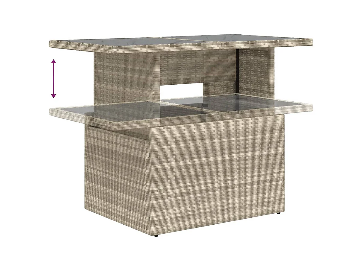 Salon de jardin avec coussins 10 pcs gris clair résine tressée