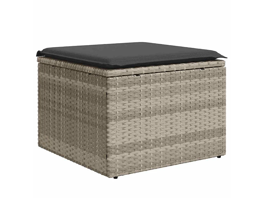 Salon de jardin 8 pcs avec coussins gris clair résine tressée