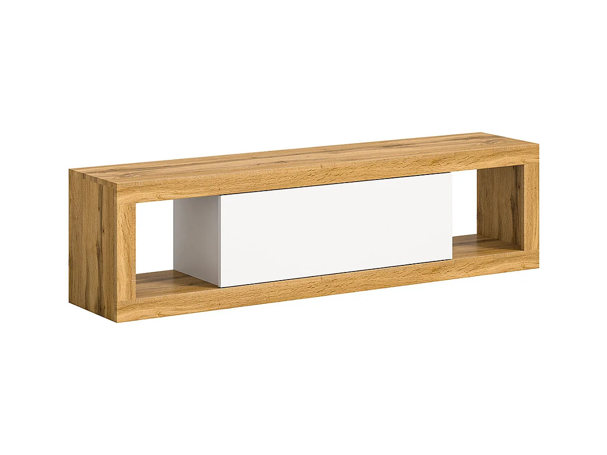 Matrix meuble TV 2 compartiments 1 porte abattante blanc.