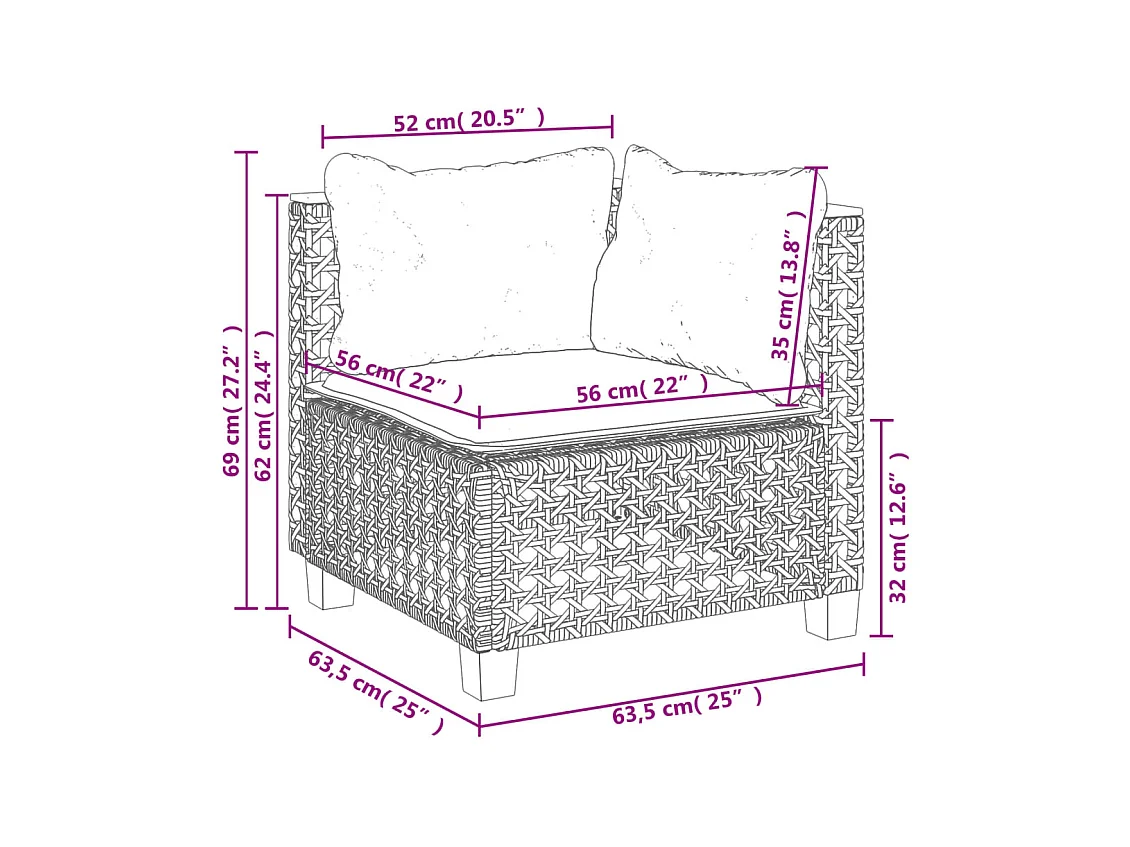 Salon de jardin 9 pcs avec coussins gris résine tressée