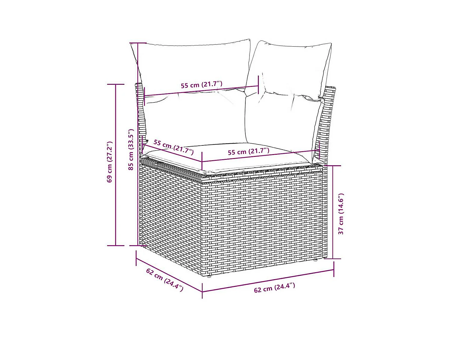 9-tlg. Garten-Sofagarnitur mit Kissen Hellgrau Poly Rattan