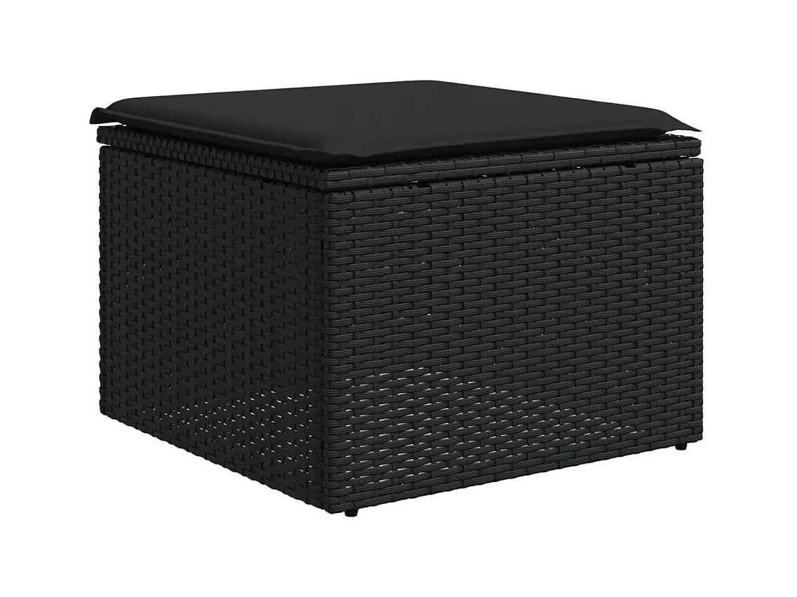9-tlg. Garten-Sofagarnitur mit Kissen Schwarz Poly Rattan