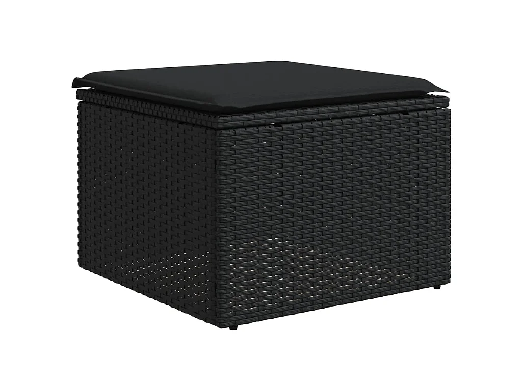 Set Divani da Giardino 9 pz con Cuscini Nero in Polyrattan