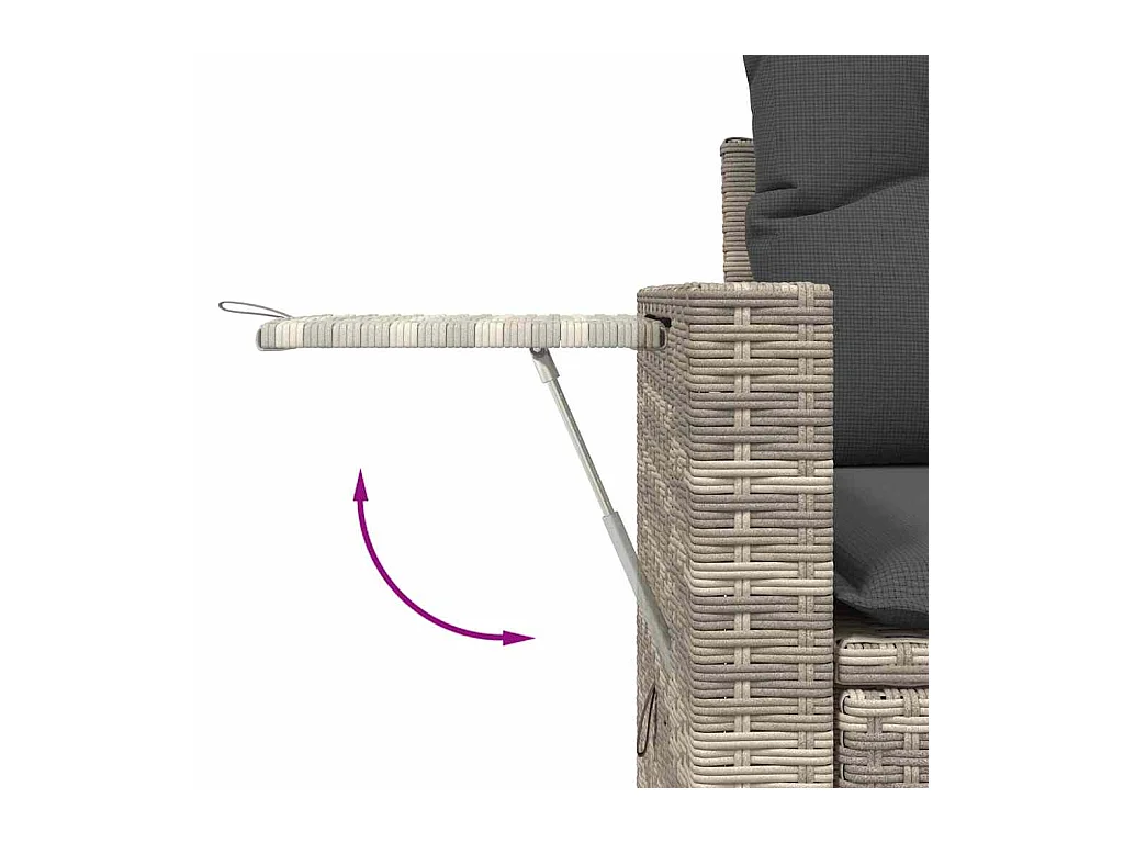 10-delige Loungeset met kussens poly rattan lichtgrijs